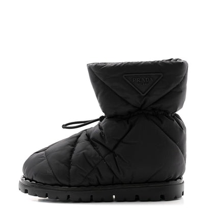 Prada Re-Nylon Piuma Triangle Logo Padded Drawcord 20mm Snow Boots 35 Black 1 of 8