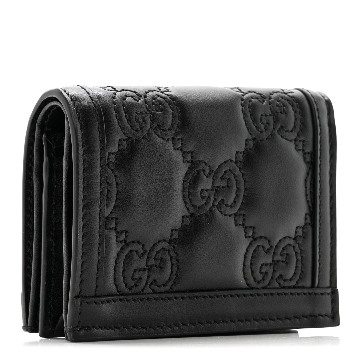 Calfskin GG Matelasse Card Case Wallet Black