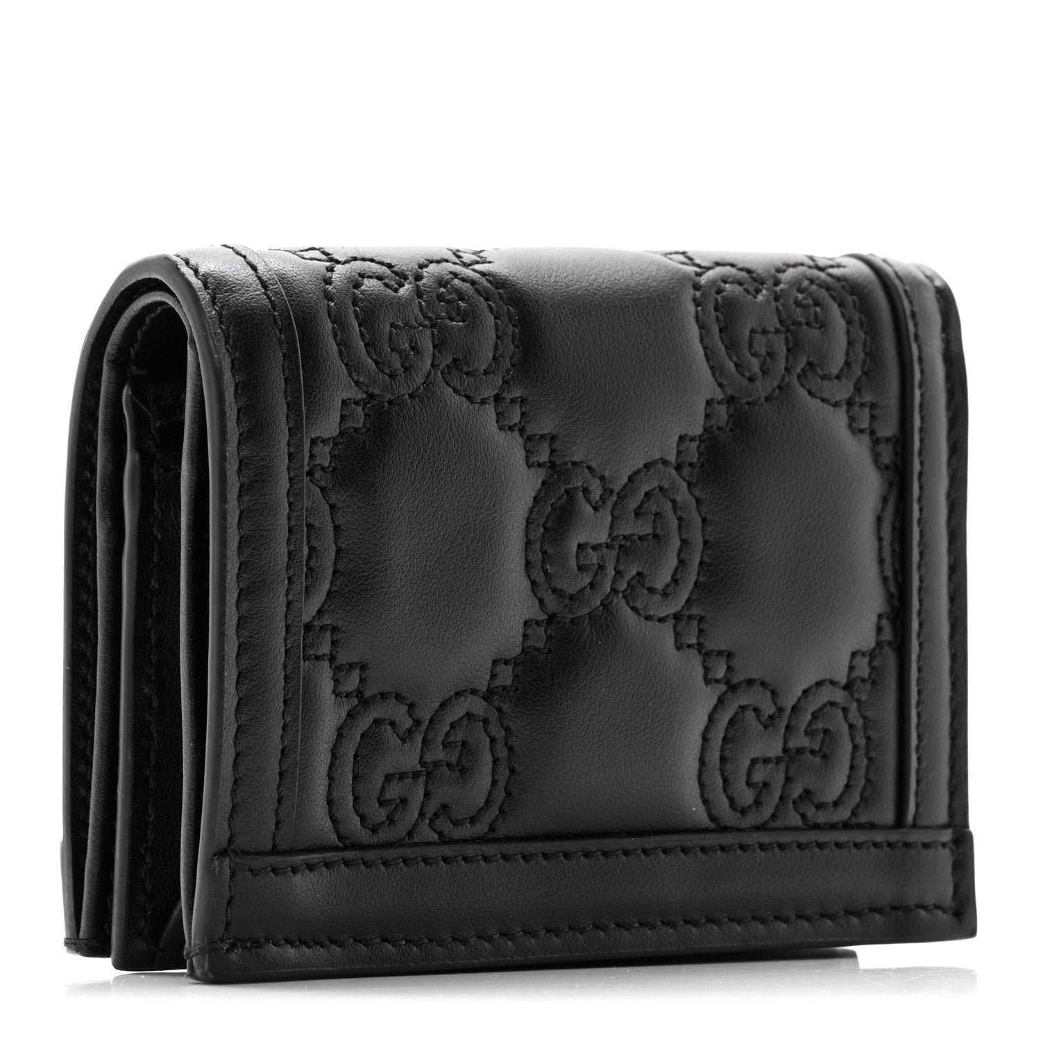 Gucci Calfskin GG Matelasse Card Case Wallet Black 3 of 9