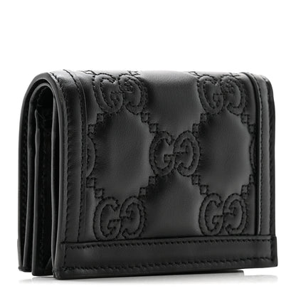 Gucci Calfskin GG Matelasse Card Case Wallet Black 3 of 9