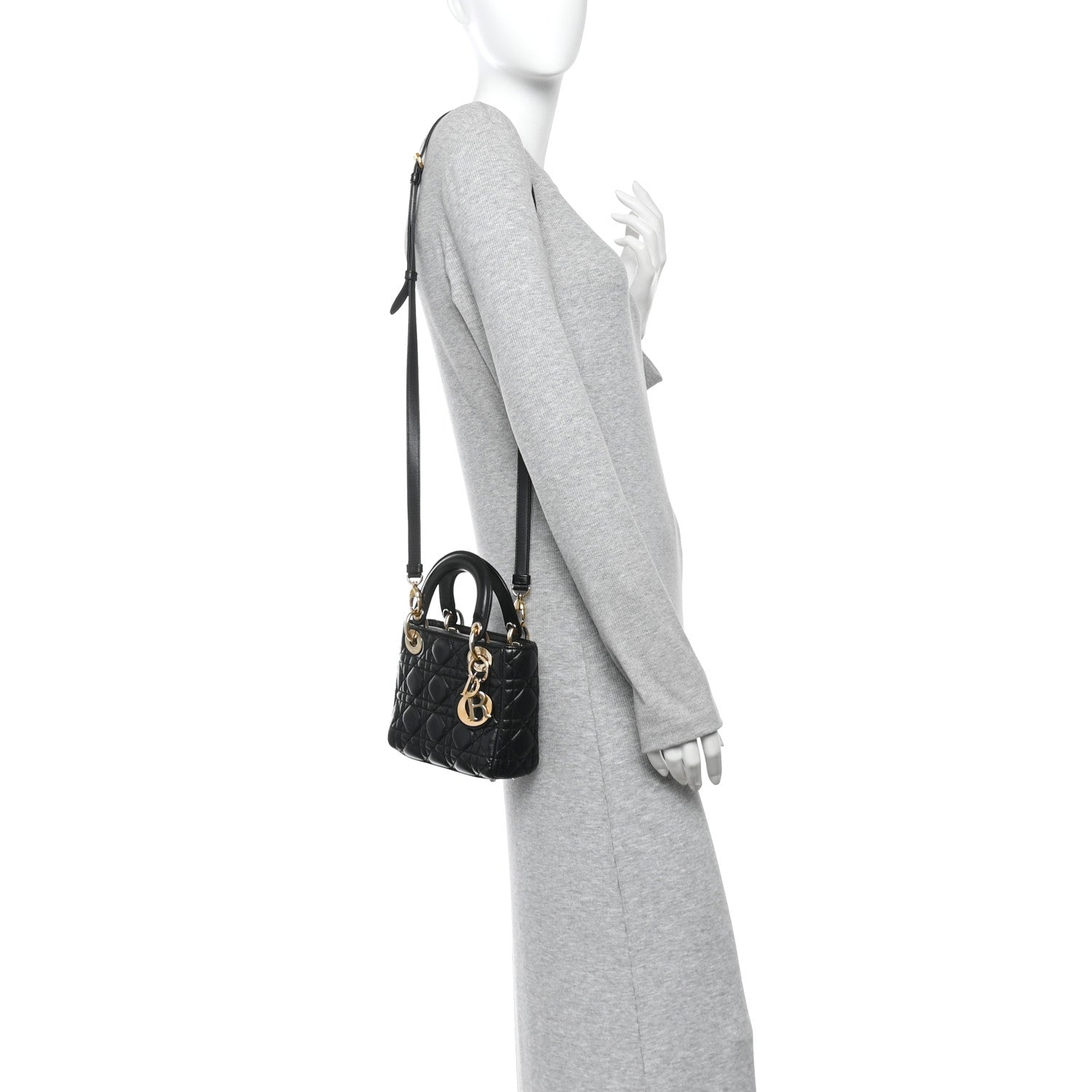 Christian Dior Lambskin Cannage Mini Lady Dior Black 2 of 10
