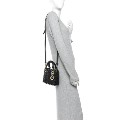 Christian Dior Lambskin Cannage Mini Lady Dior Black 2 of 10