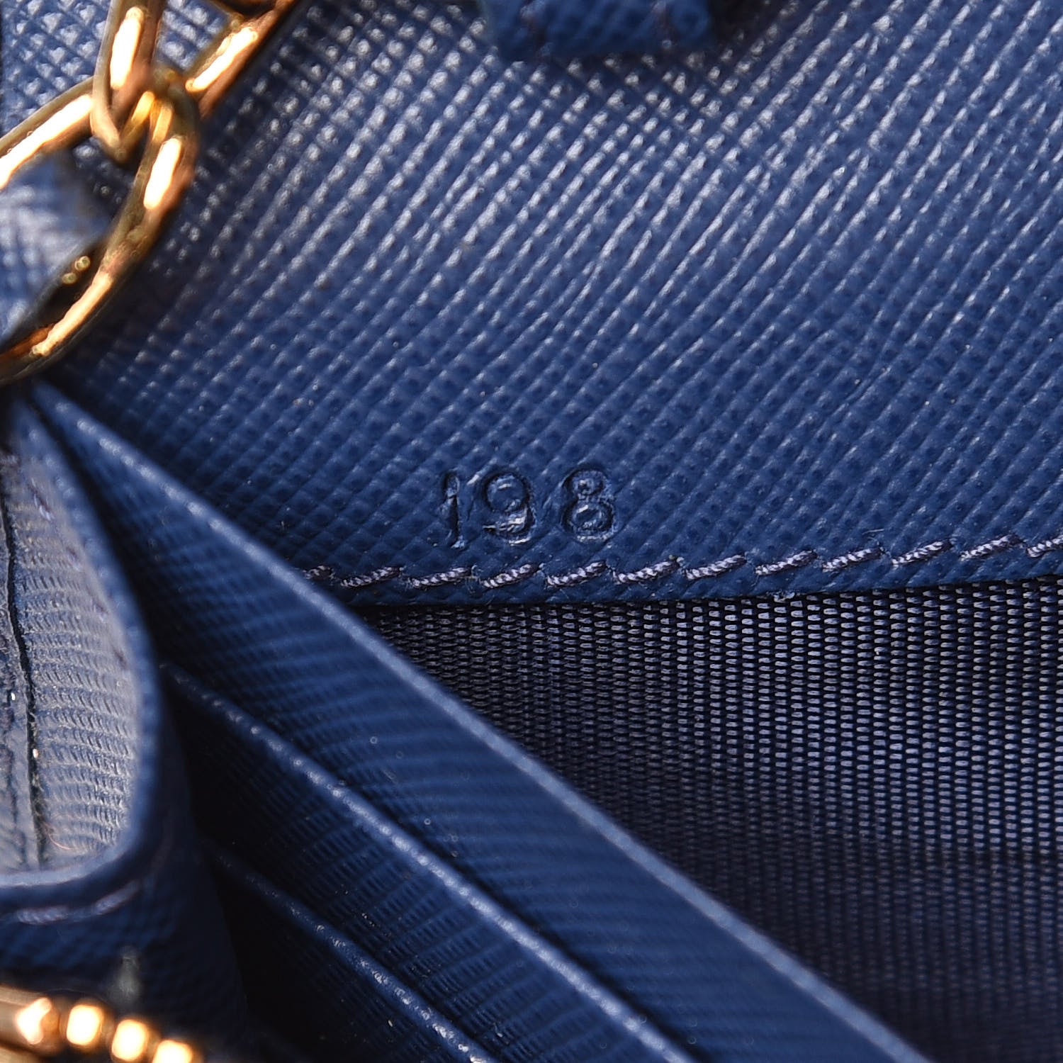 Prada Saffiano Metal Oro Chain Wallet Bleuette 7 of 9