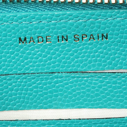 Chanel Caviar Quilted Small Zip Around Wallet Turquoise 6 of 9