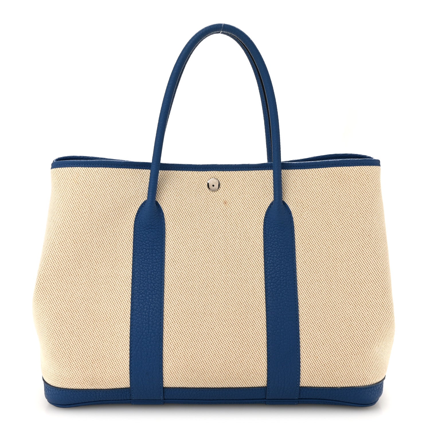 Hermes Twill H Negonda Garden Party 36 MM Tote Ecru Desert Bleu France 1 of 12