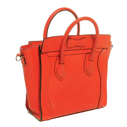Celine Drummed Calfskin Nano Luggage Vermillion 3 of 8
