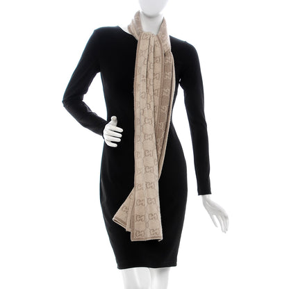 Gucci Cashmere Monogram Scarf Beige 2 of 6