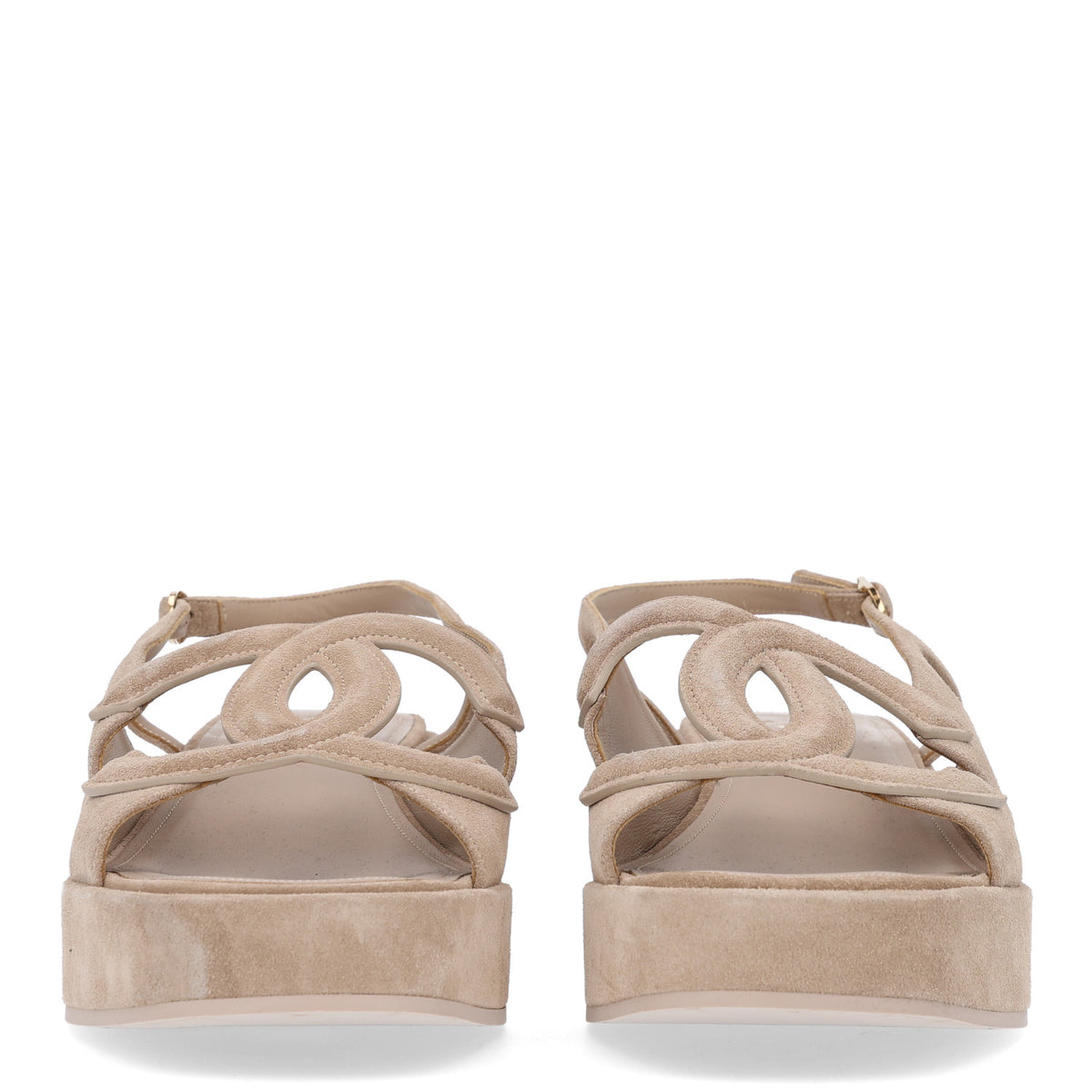 Chanel Suede Calfskin Platform CC Sandals 41 Dark Beige 3 of 11