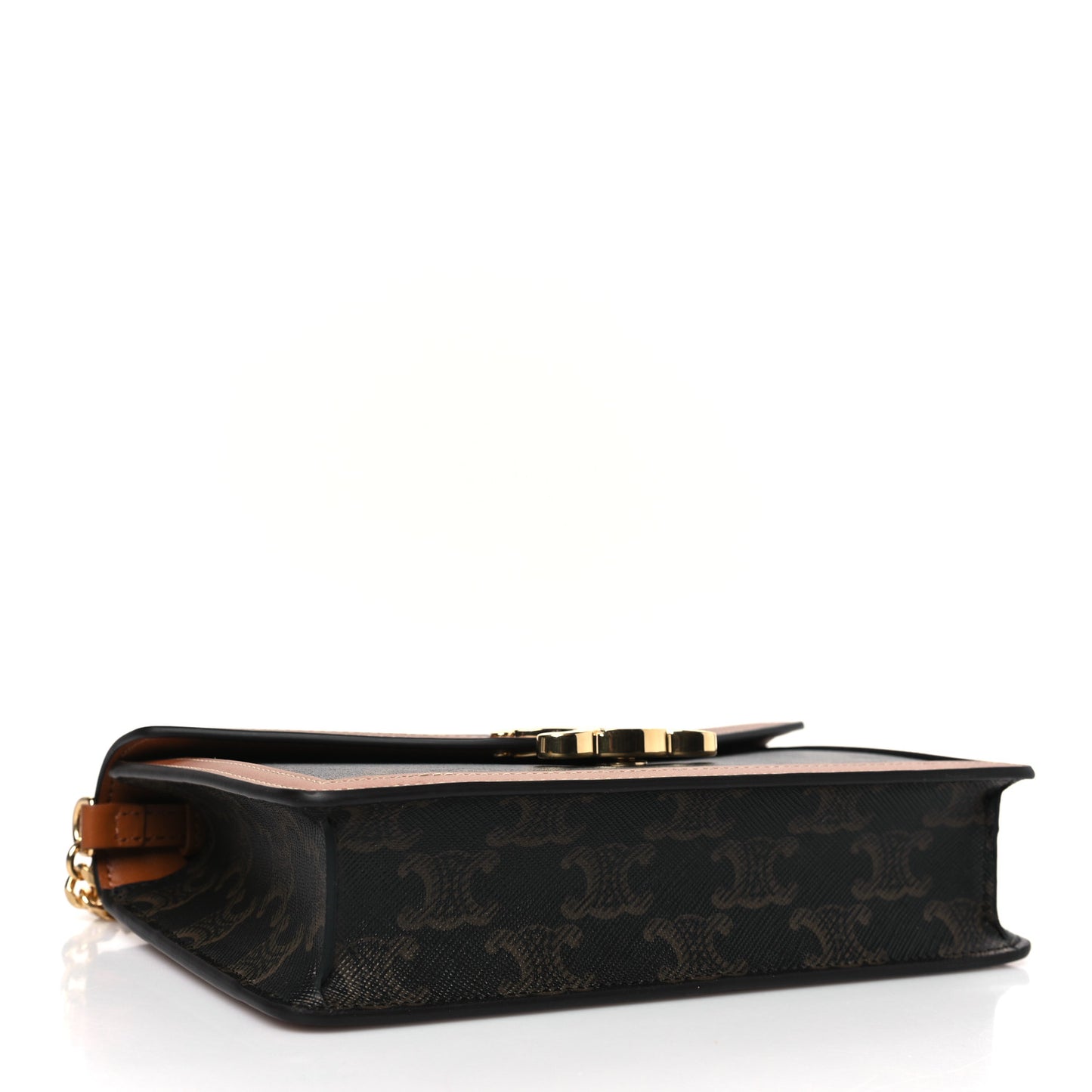 Triomphe Canvas Calfskin Wallet on Chain Tan