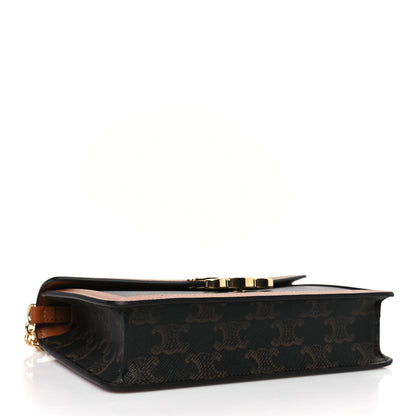 Celine Triomphe Canvas Calfskin Wallet on Chain Tan 4 of 9