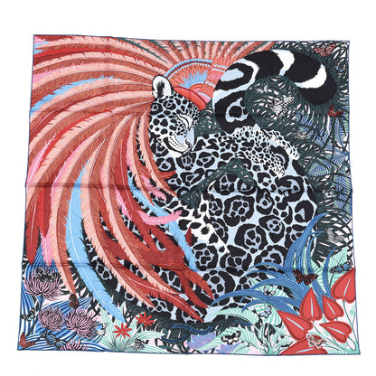 Hermes Silk Jaguar Quetzal Scarf 90 Quetsche Rose Bleu Vert 1 of 4