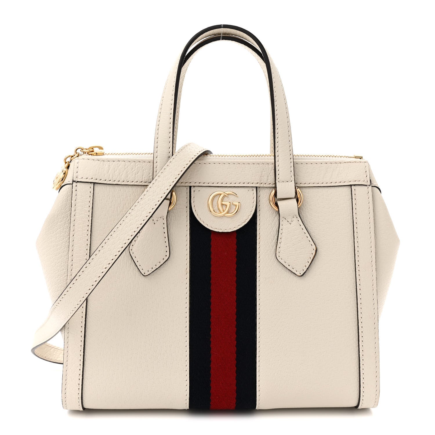 Gucci Textured Calfskin Web Small Ophidia Tote Bag Mystic White 1 of 14
