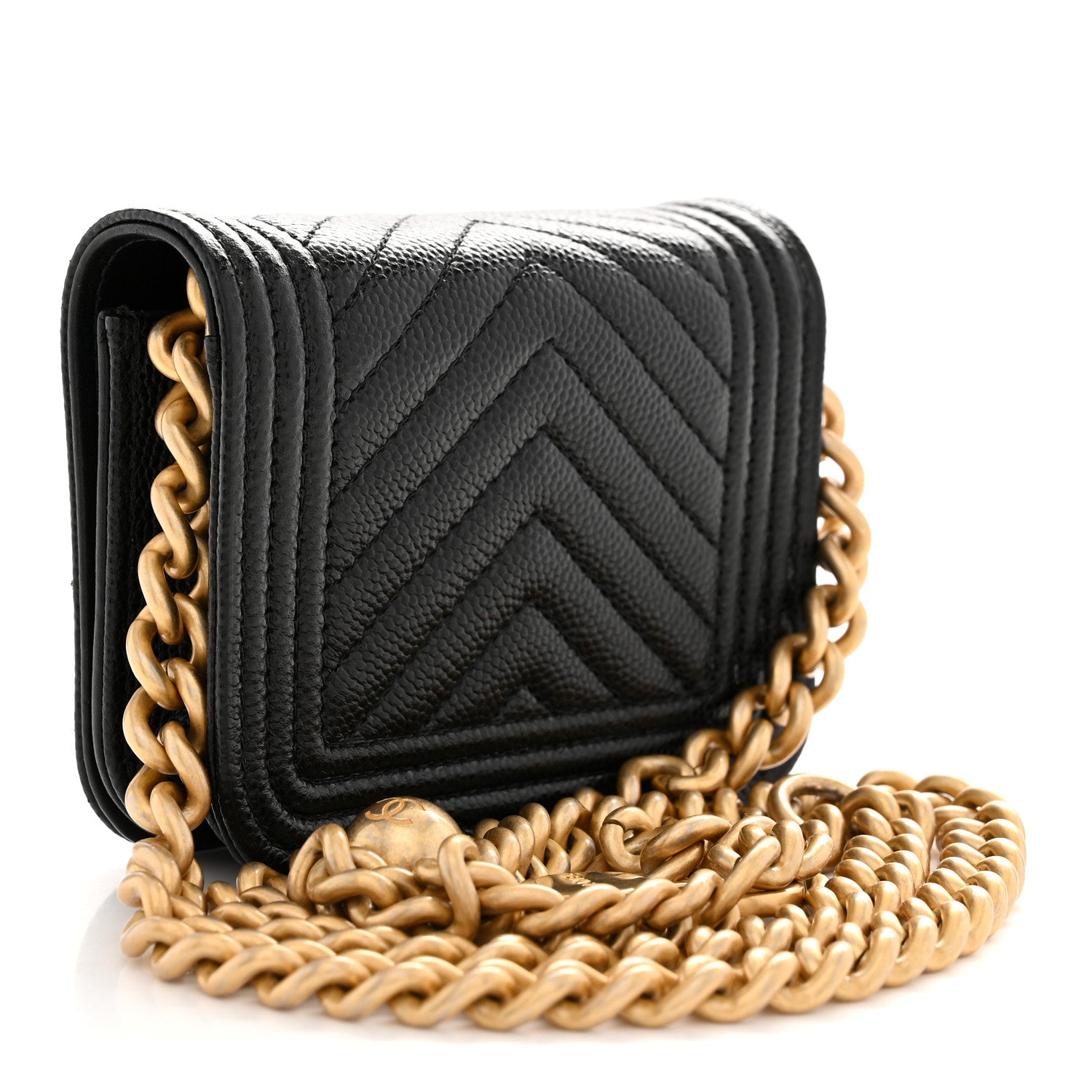 Chanel Caviar Chevron Quilted Boy Flap Waist Belt Bag Black 2 of 10