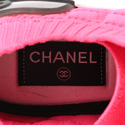 Chanel Mixed Fibers Quilted Womens CC Sneakers 37.5 Bright Pink 7 of 8