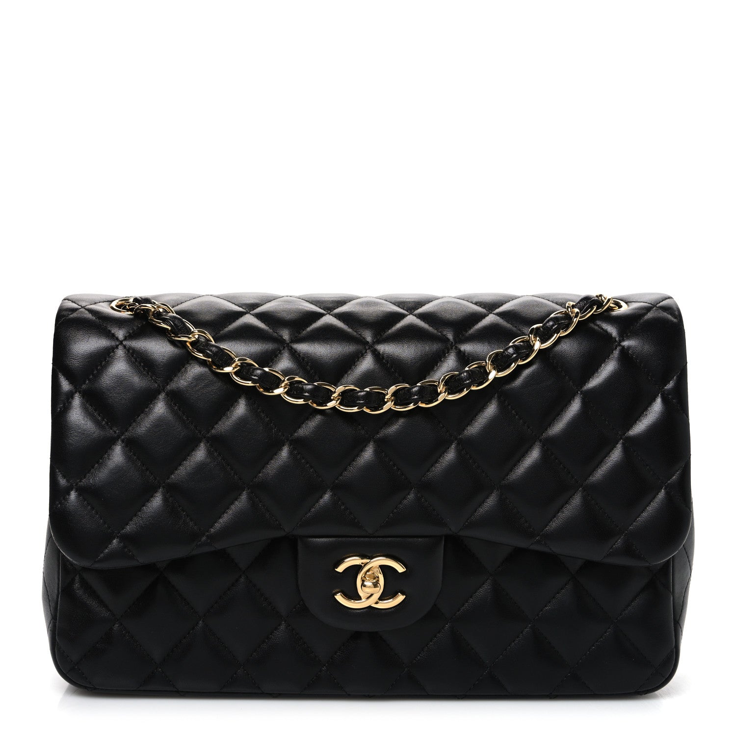Chanel Lambskin Quilted Jumbo Double Flap Black 1 of 10