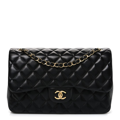 Chanel Lambskin Quilted Jumbo Double Flap Black 1 of 10