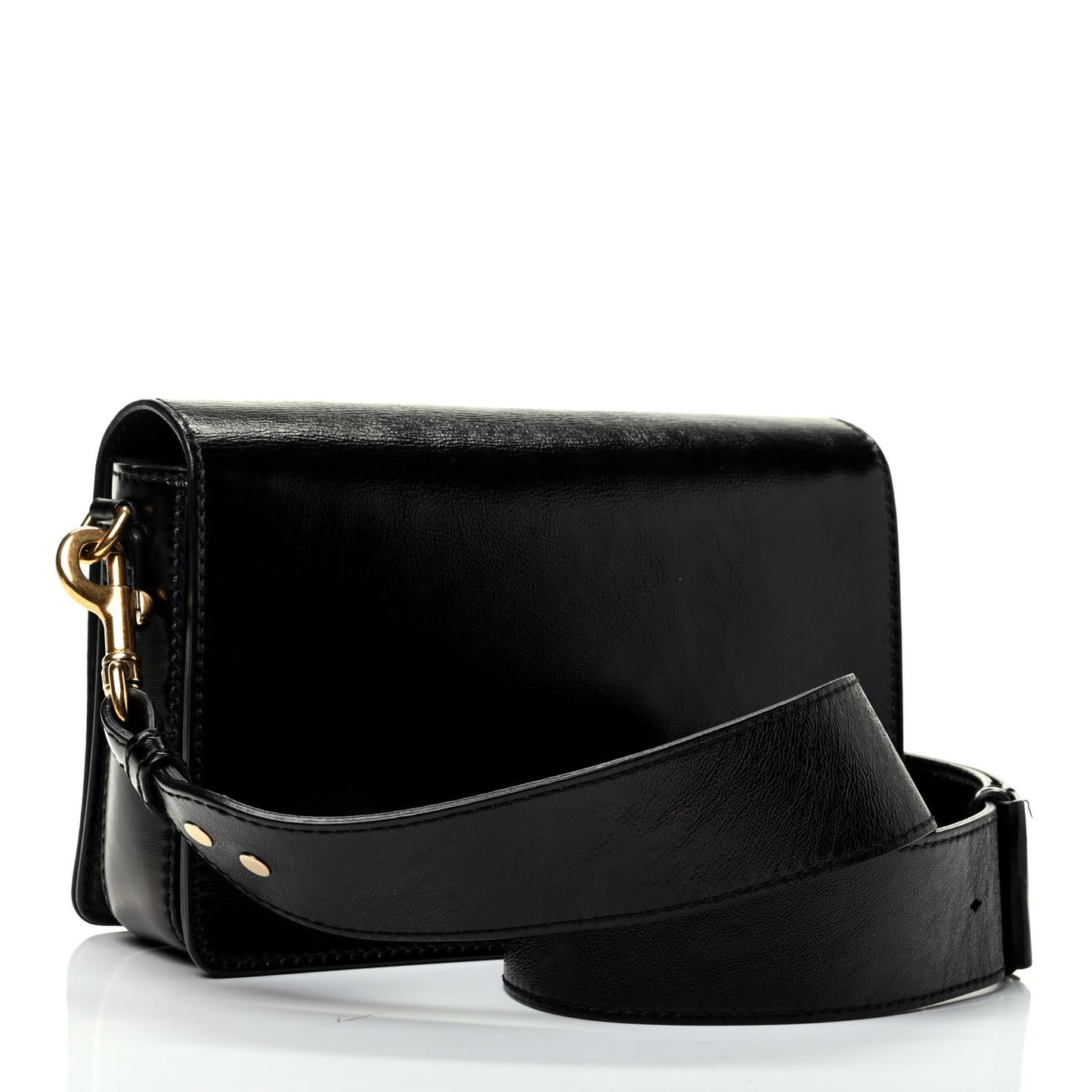 Crinkled Patent Lambskin Dio(r)evolution Flap Bag Black