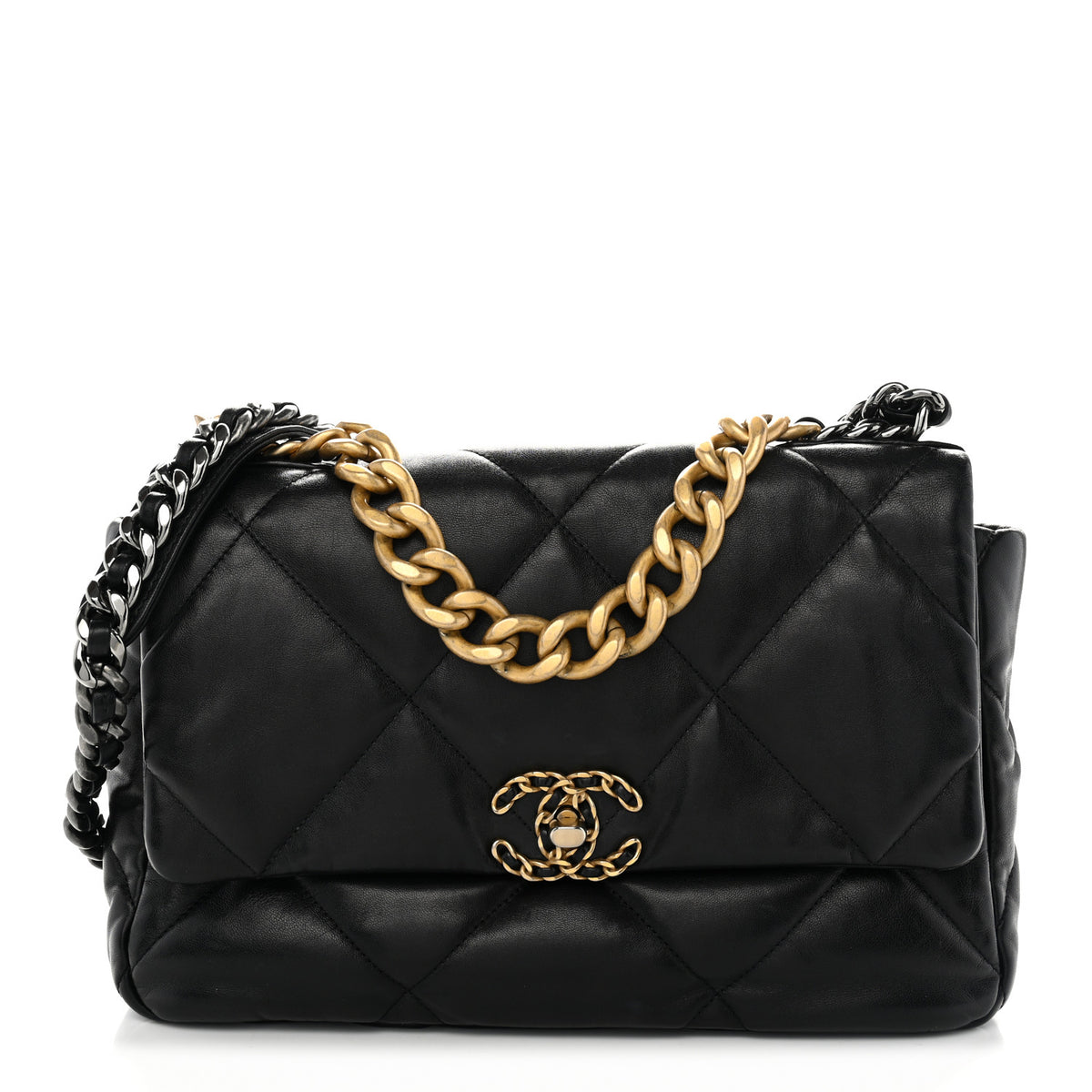 Lambskin Quilted Large Chanel 19 Flap Black