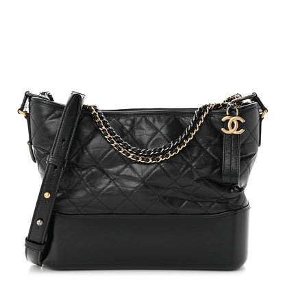Chanel Aged Calfskin Quilted Medium Gabrielle Hobo Black 1 of 12