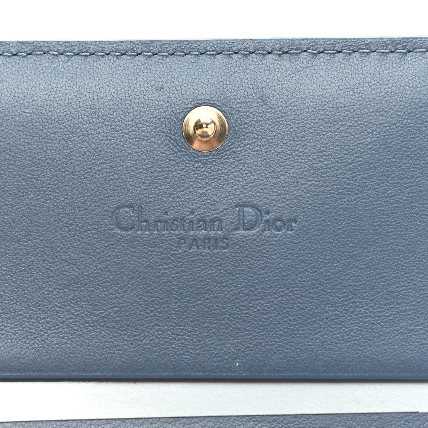Patent Cannage Mini Lady Dior Wallet Gray Stone