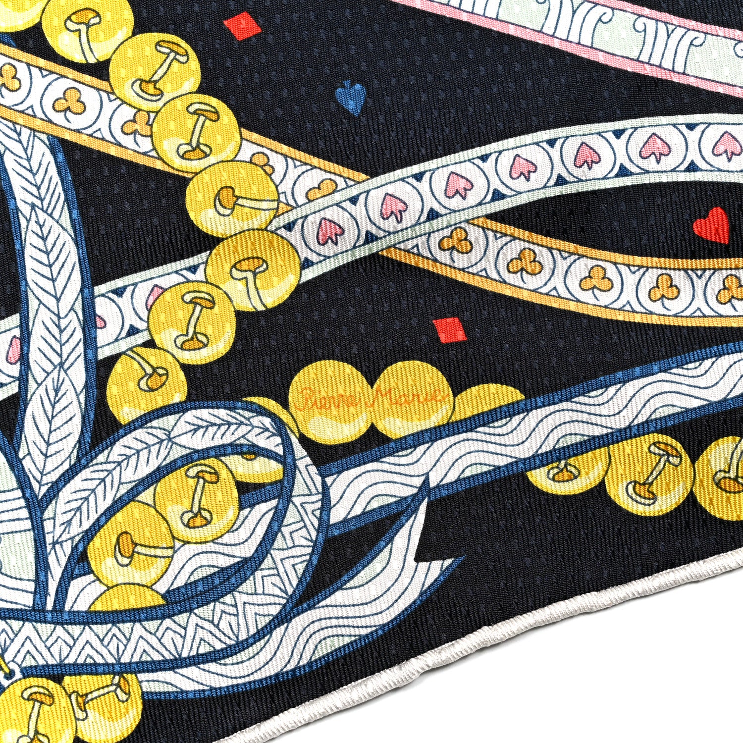 Hermes Silk Pique Dame de Coeur Losange Scarf Black Rouge 5 of 5