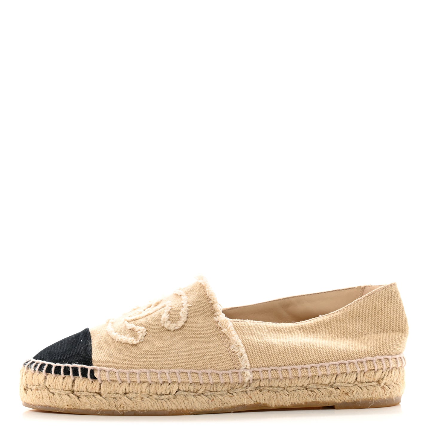 Linen CC Espadrilles 36 Beige Black