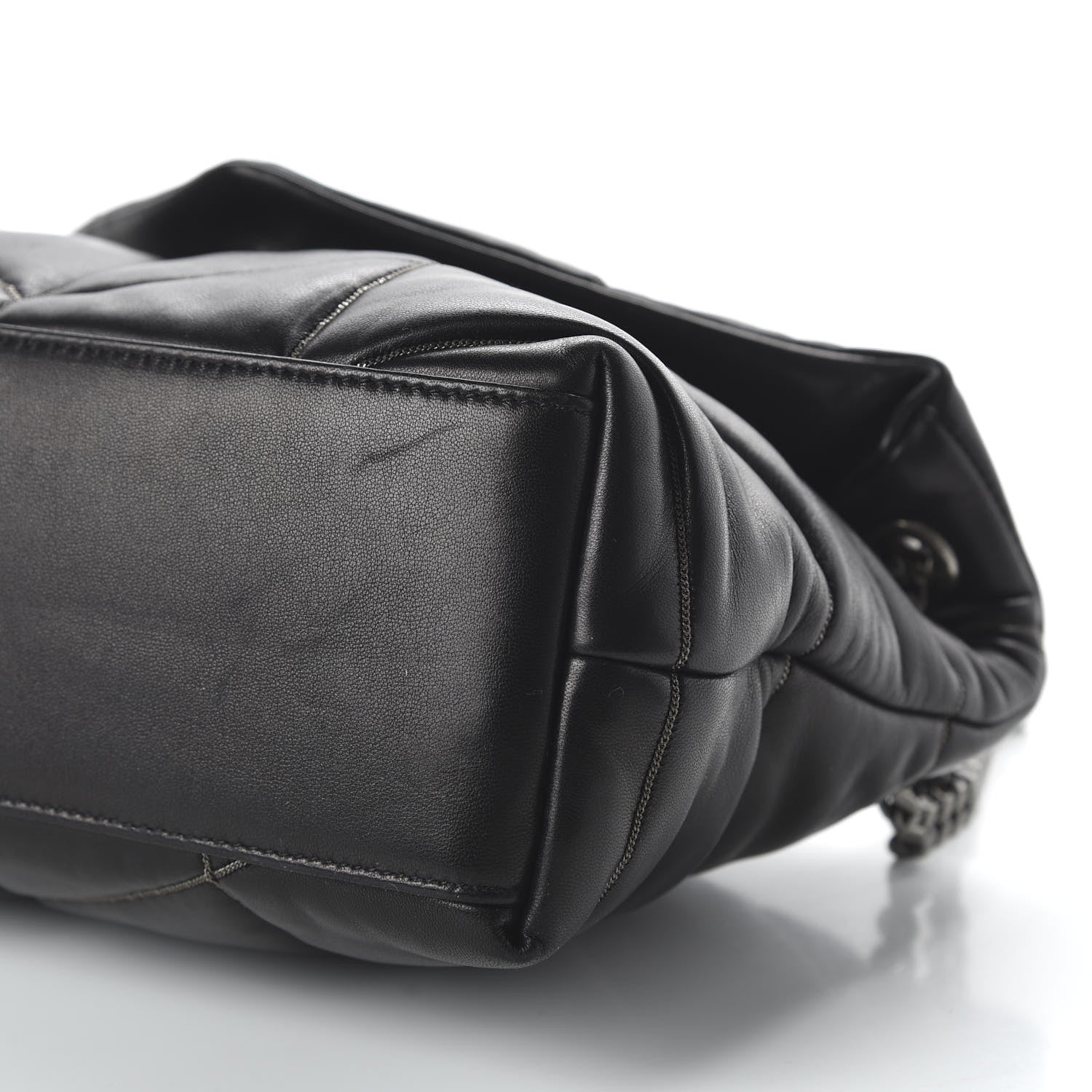 Saint Laurent Lambskin Quilted Small Loulou Puffer Monogram Chain Satchel Black 6 of 8