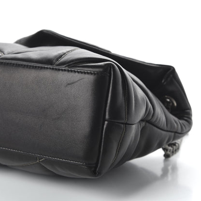 Saint Laurent Lambskin Quilted Small Loulou Puffer Monogram Chain Satchel Black 6 of 8