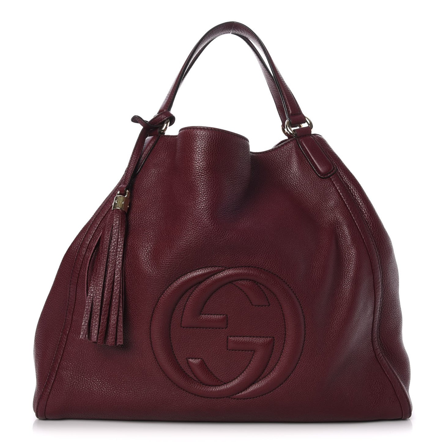 Pebbled Calfskin Large Soho Shoulder Bag Bordeaux