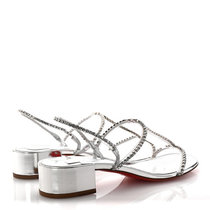Christian Louboutin Specchio PVC Crystal Simple Queenie Sandals 39 Silver 5 of 9