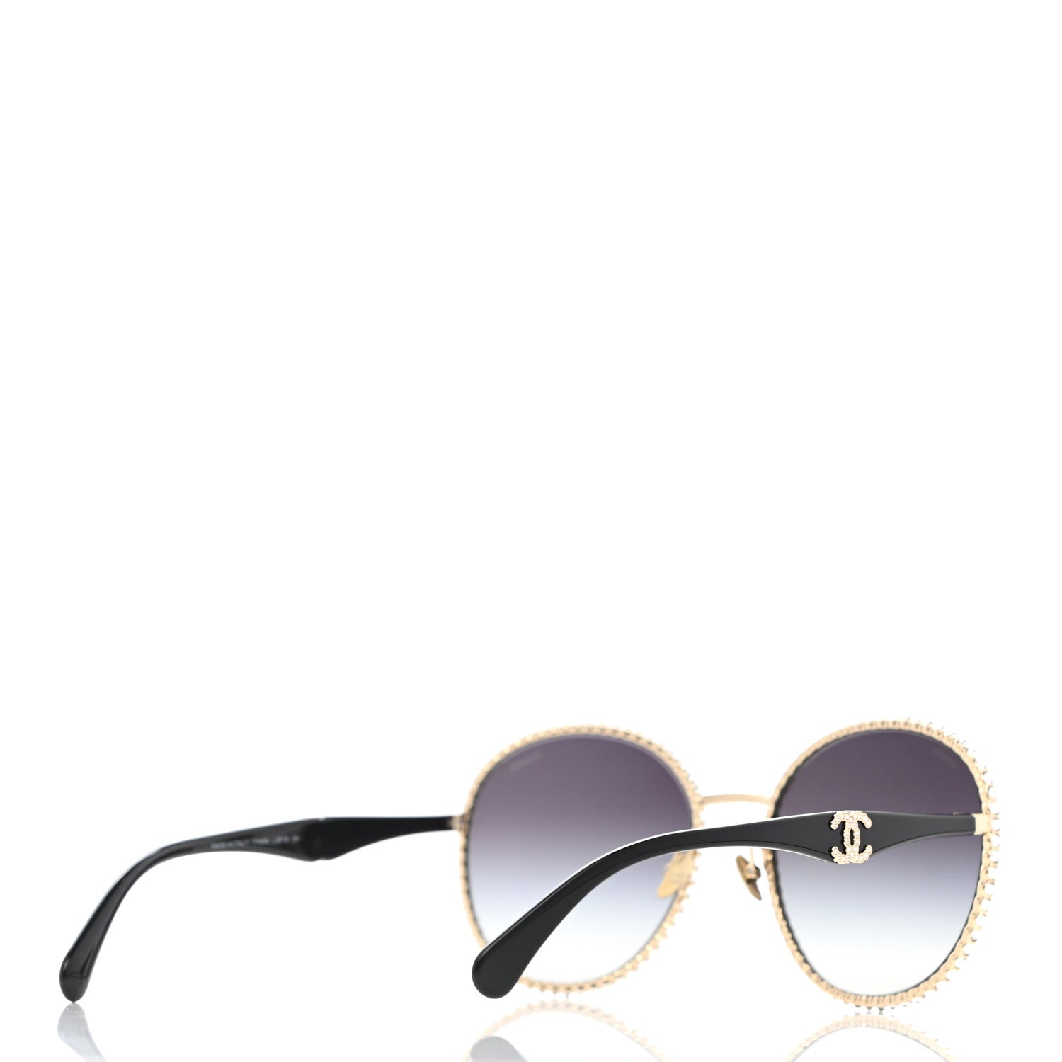 Chanel Metal Strass Round Sunglasses 71430 Gold 3 of 8