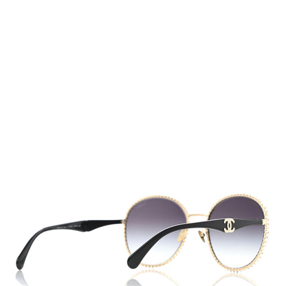 Chanel Metal Strass Round Sunglasses 71430 Gold 3 of 8