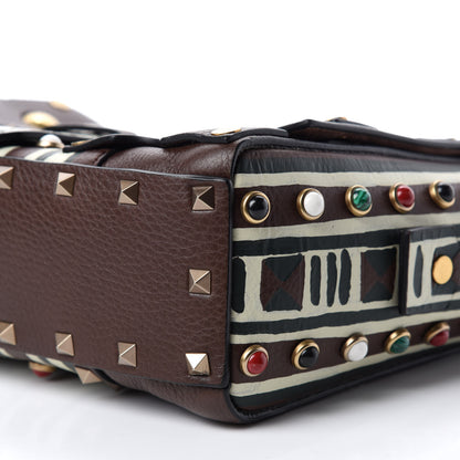 Valentino Garavani Calfskin Tribal Rockstud Shoulder Bag Rubin 7 of 9