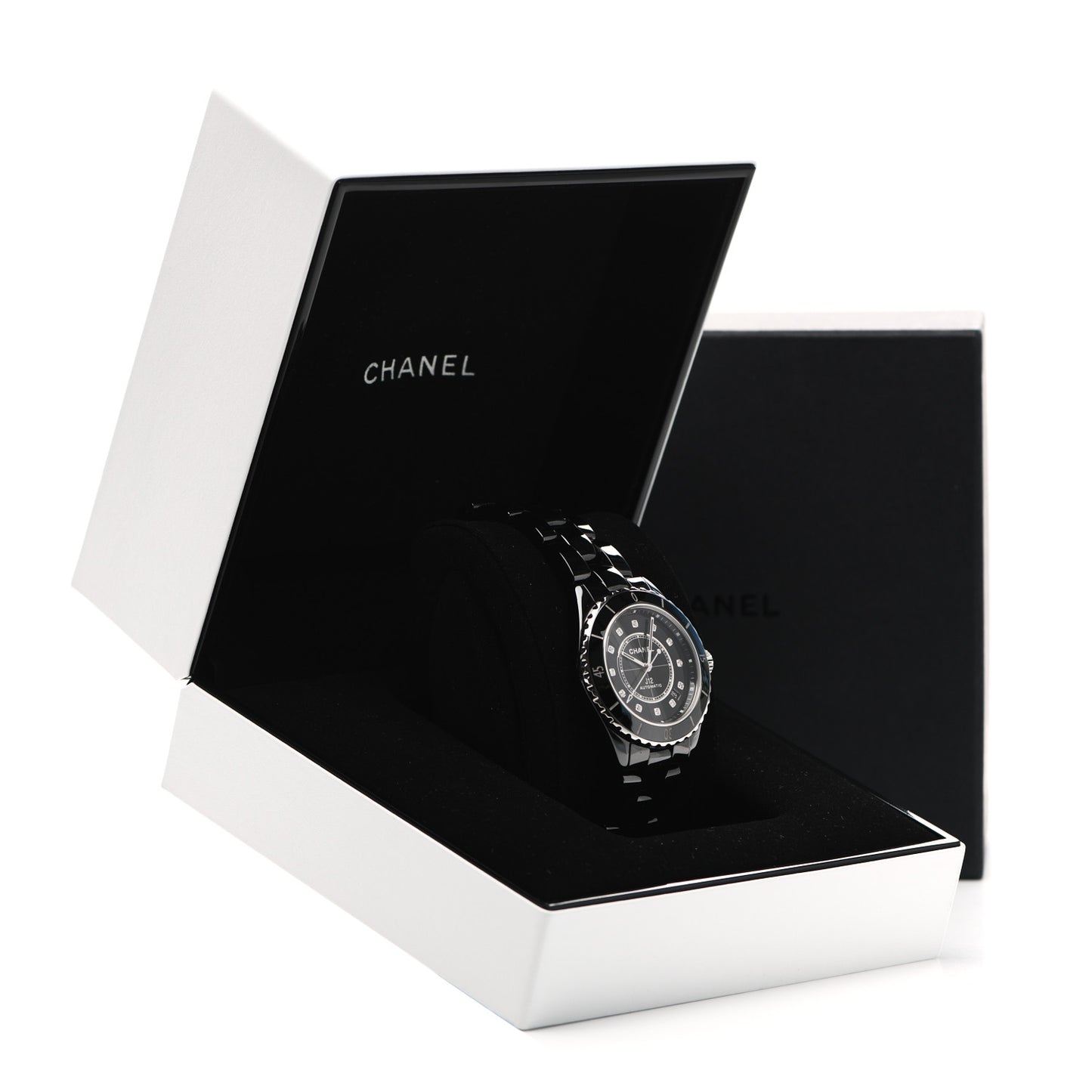 Stainless Steel Ceramic Diamond 38mm J12 Automatic Watch Black