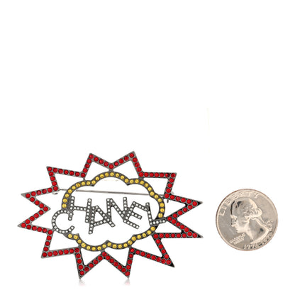 Chanel Ruthenium Crystal CC Brooch Red Yellow 2 of 4