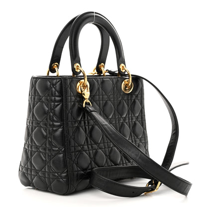 Christian Dior Lambskin Cannage Medium Lady Dior Black 3 of 10