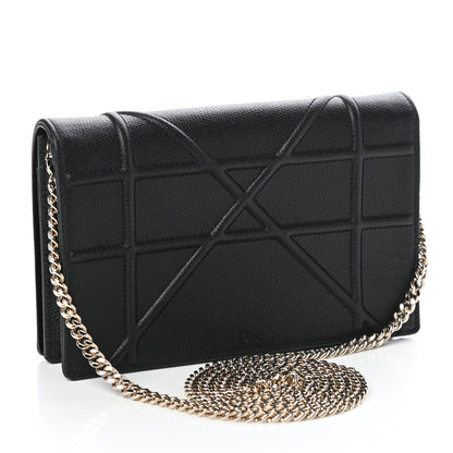 Christian Dior Grained Calfskin Diorama Wallet on Chain Pouch Black 3 of 12