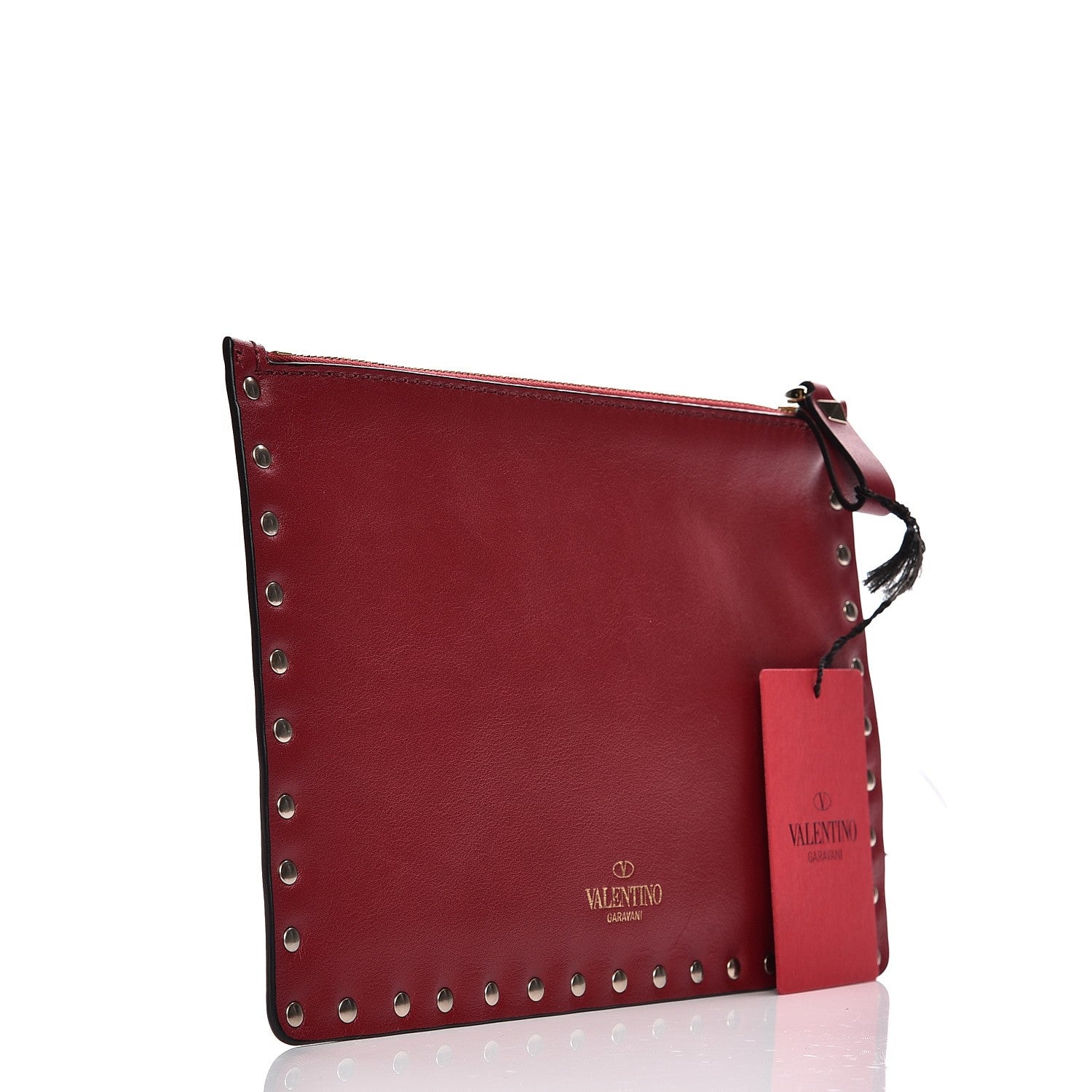 Valentino Garavani Vitello Medium Rockstud Zip Pouch Scarlet 3 of 9