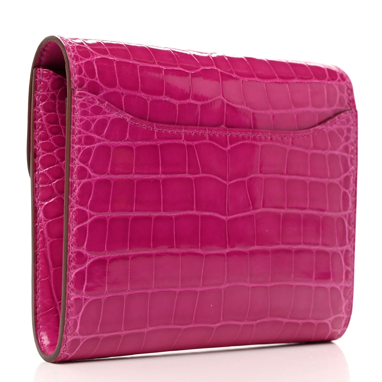 Hermes Shiny Alligator Constance Short Wallet Rose Scheherazade 3 of 7