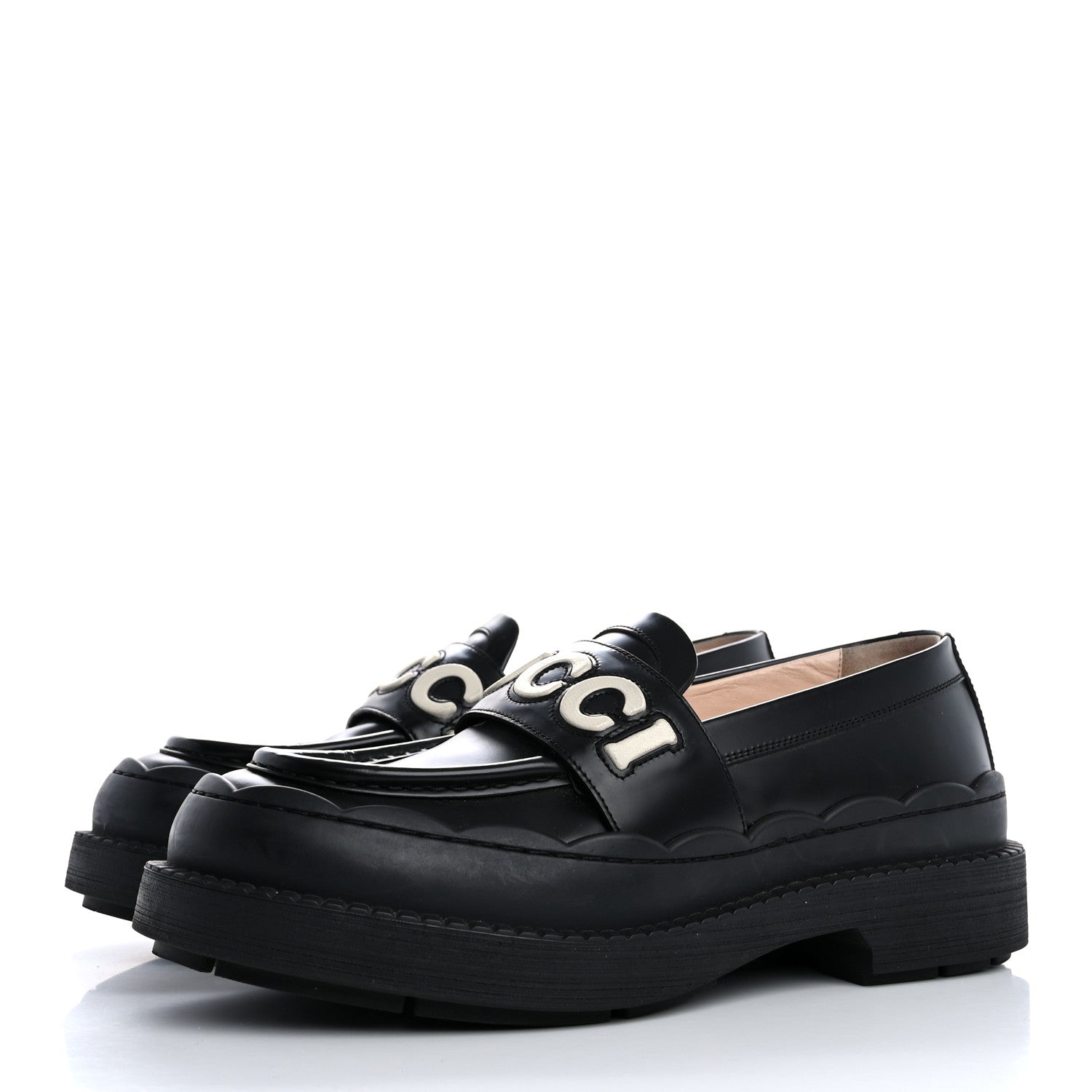 Gucci Cordovan Lux Womens Logo Patch Loafers 40.5 Black 4 of 14