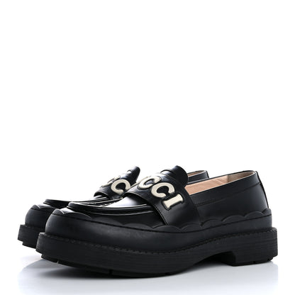Gucci Cordovan Lux Womens Logo Patch Loafers 40.5 Black 4 of 14