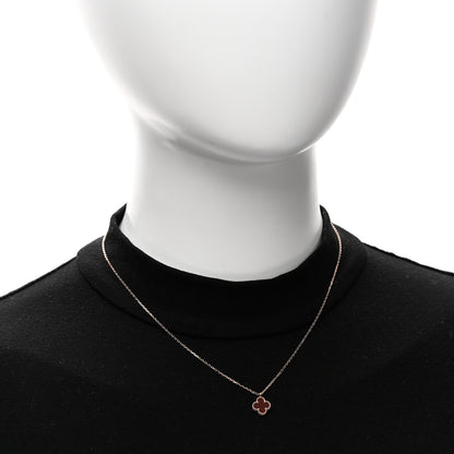 Van Cleef & Arpels 18K Rose Gold Carnelian Sweet Alhambra Pendant Necklace 2 of 6
