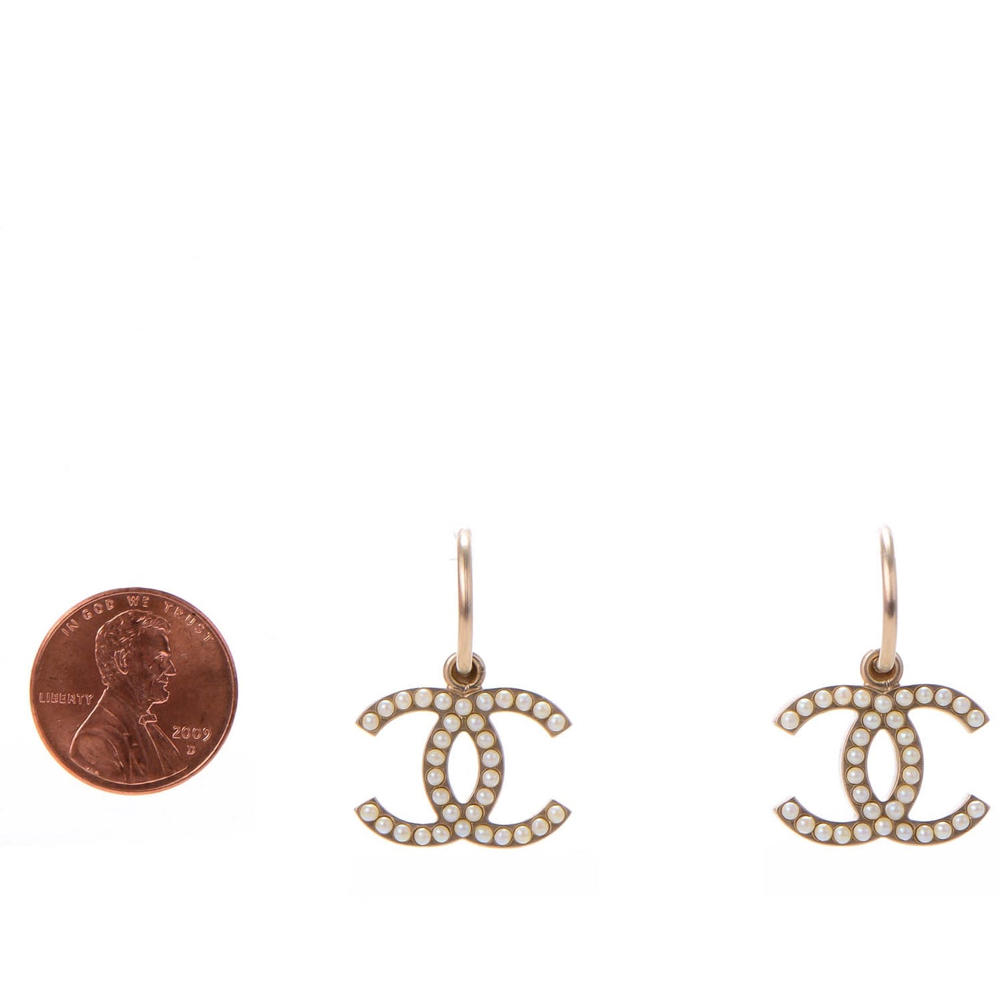 Pearl CC Dangle Earrings Gold