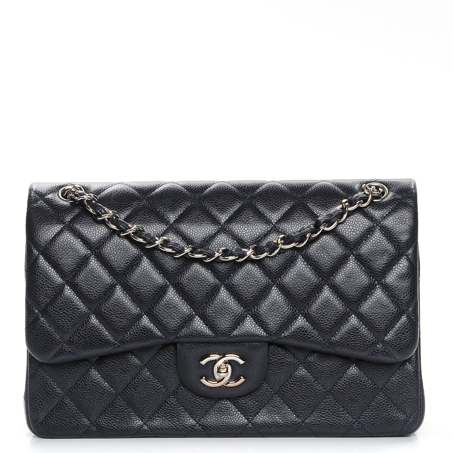 Chanel Caviar Quilted Jumbo Double Flap Navy Blue 1 of 10