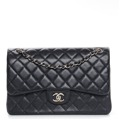 Chanel Caviar Quilted Jumbo Double Flap Navy Blue 1 of 10