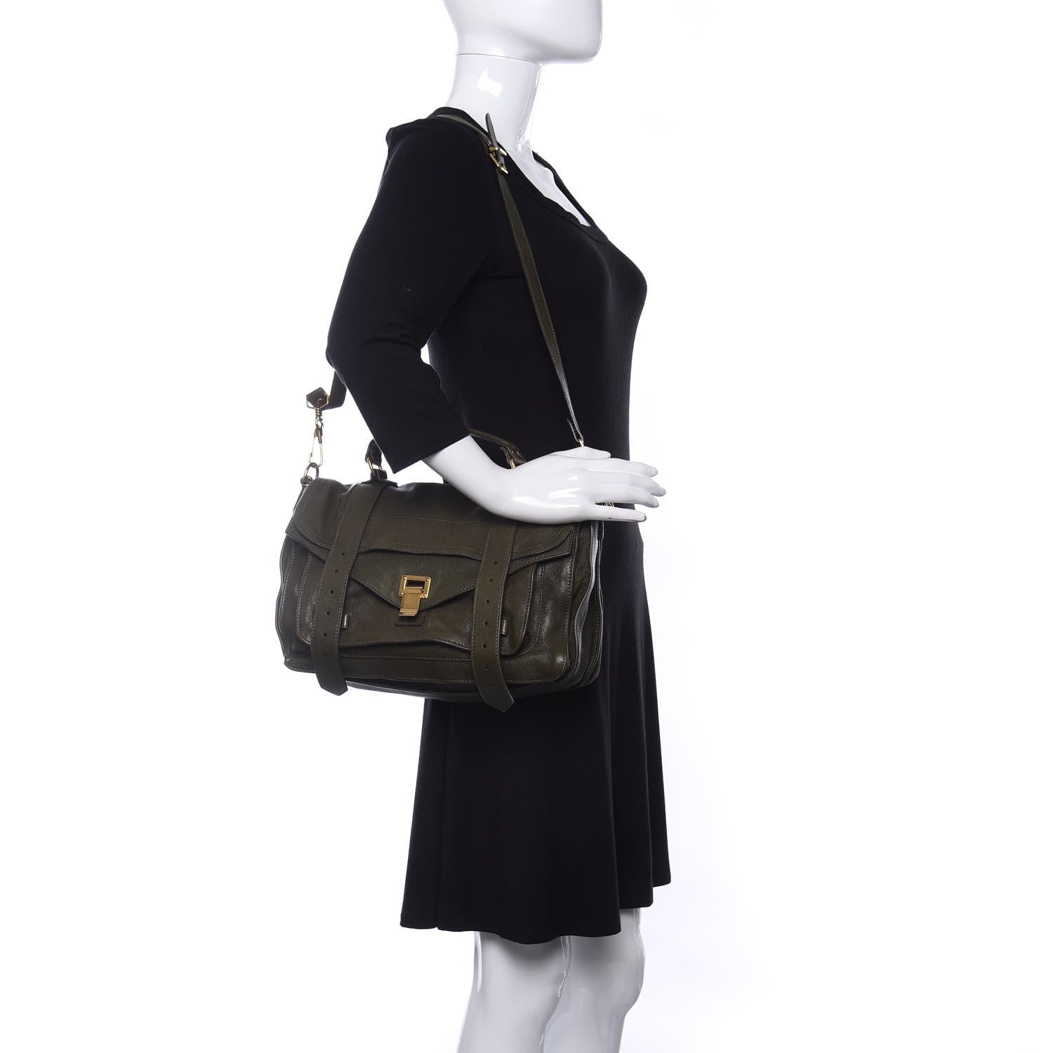 Proenza Schouler Lambskin Medium PS1 Satchel Military 2 of 14