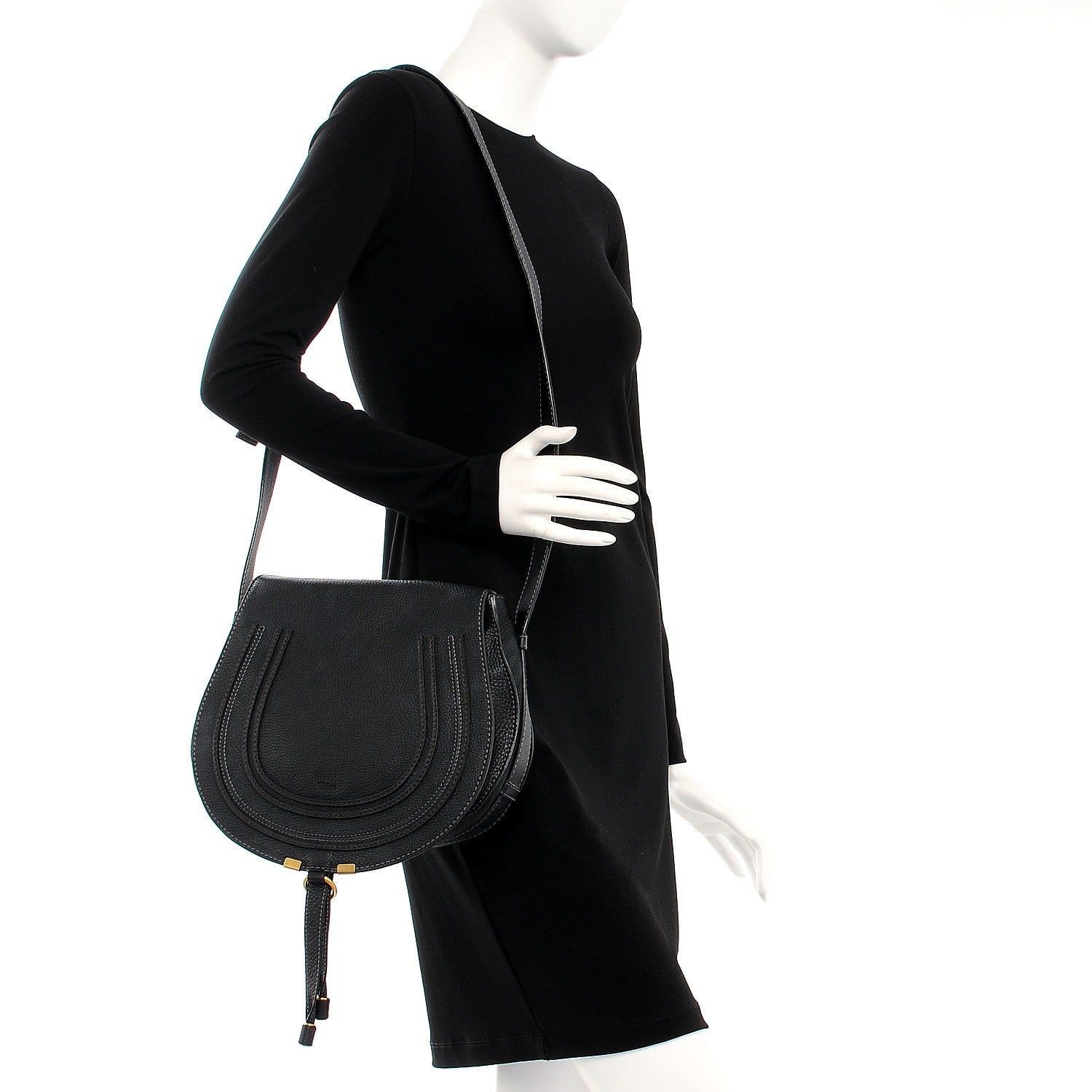 Chloe Calfskin Medium Marcie Round Crossbody Bag Black 2 of 14