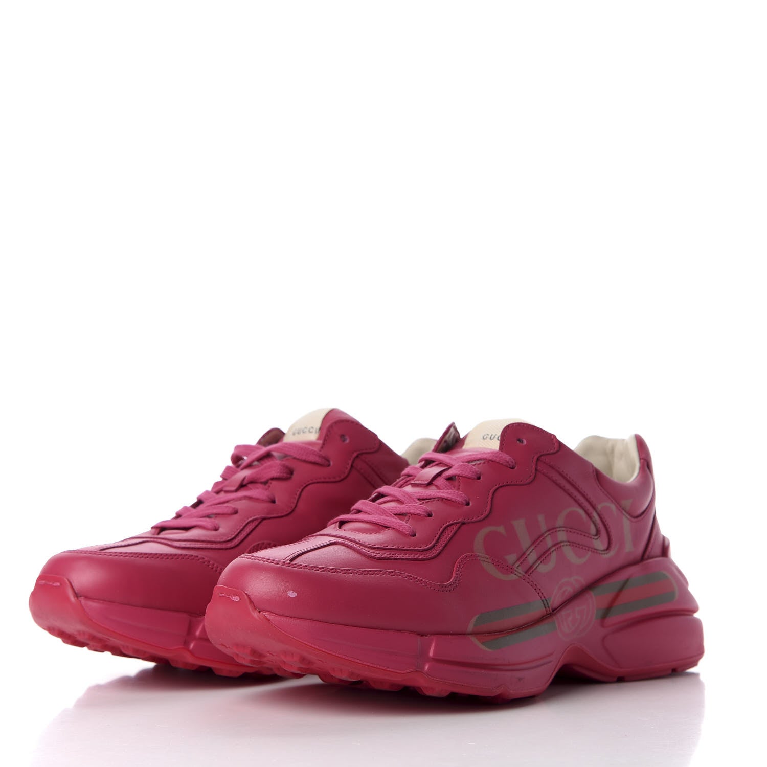 Gucci Calfskin Logo Mens Rhyton Sneakers 8.5 Box Pink 2 of 16