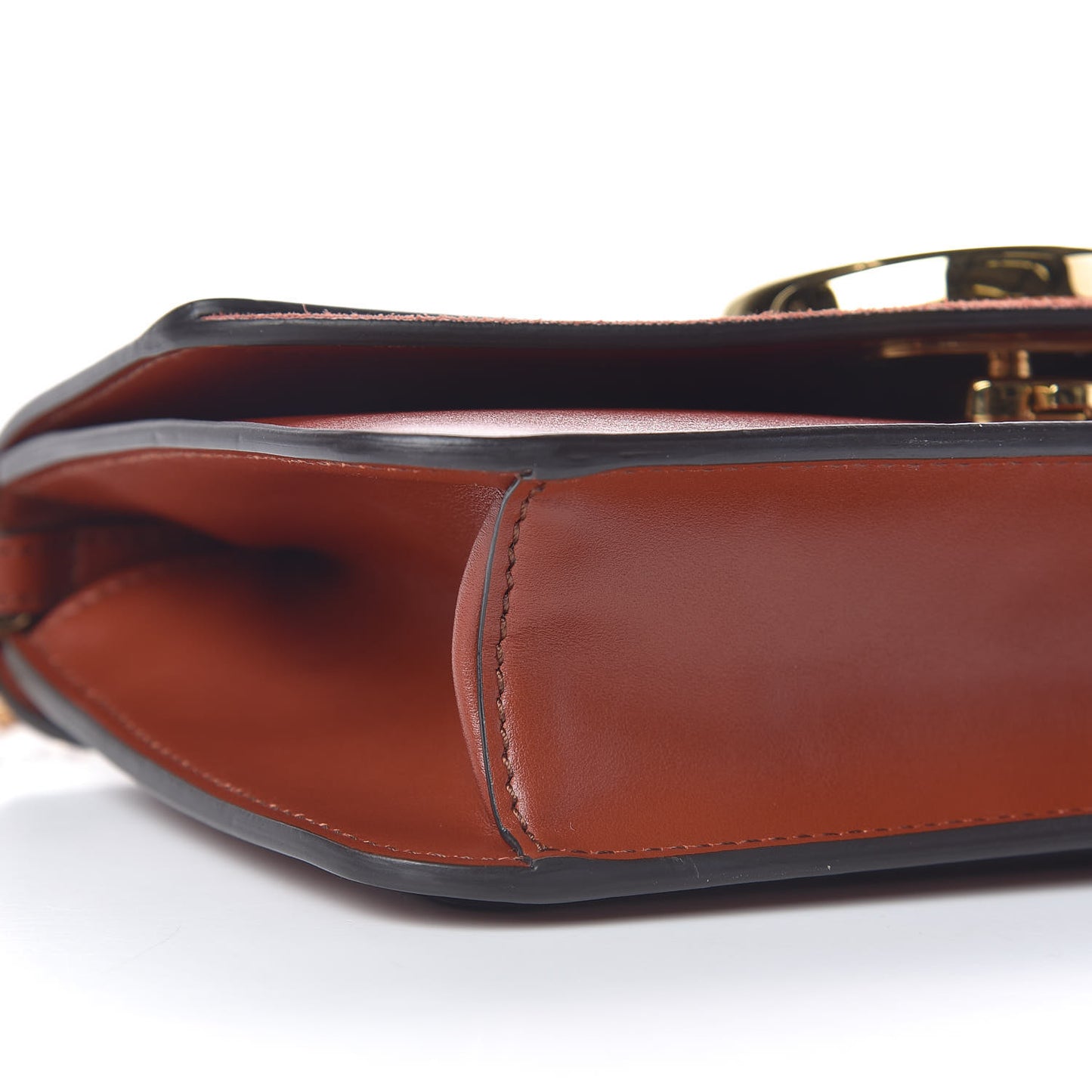 Calfskin Suede C Clutch With Chain Sepia Brown