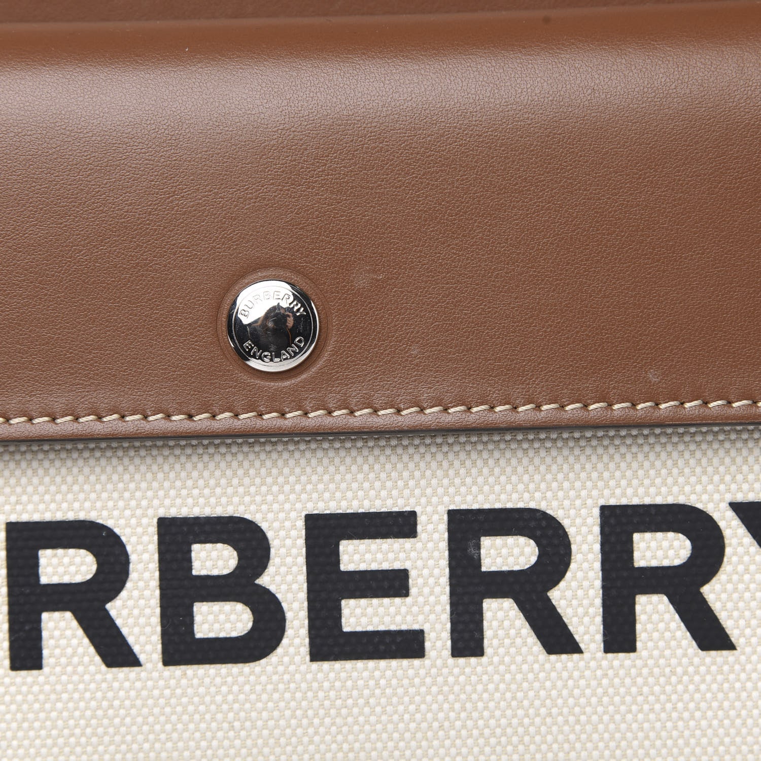 Burberry Smooth Calfskin Canvas Horseferry Print Small Title Bag with Pocket Natural Malt Brown 7 of 11